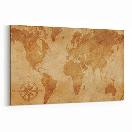 Olla 16243Y Harita Görseli Yatay Kanvas Tablo (Ölçü: 150X100)