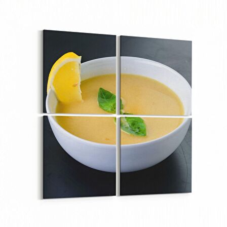 Olla 15095K4 Gıda Görseli Kare 4'lü Kanvas Tablo (Ölçü: 125X125)