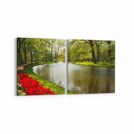 Olla 13806K2Y Doğa / Manzara Görseli Kare 2'li Yatay Kanvas Tablo (Ölçü: 125X60)