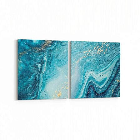 Olla 16650K2Y Mermer Desen Görsel Kare 2'li Yatay Kanvas Tablo (Ölçü: 145X70)