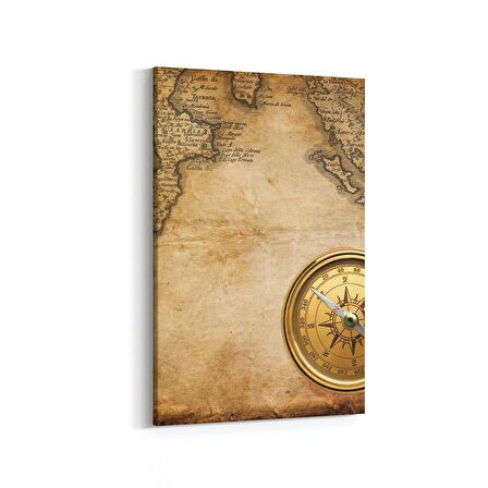 Olla 16214D Harita Görseli Dikey Kanvas Tablo (Ölçü: 60X90)