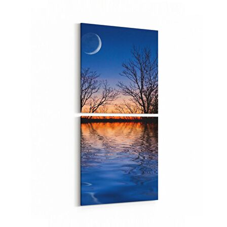 Olla 16126K2D Günbatımı Görseli Kare 2'li Dikey Kanvas Tablo (Ölçü: 30X65)