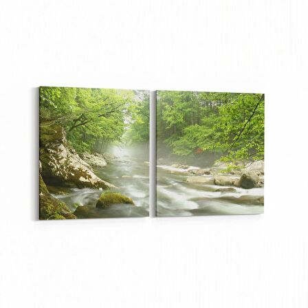 Olla 13676K2Y Doğa / Manzara Görseli Kare 2'li Yatay Kanvas Tablo (Ölçü: 145X70)
