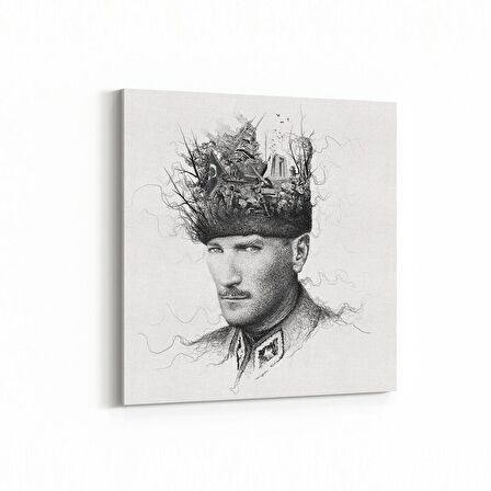 Olla 12406K Mustafa Kemal Atatürk Kare Kanvas Tablo (Ölçü: 25X25)