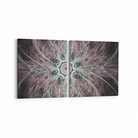 Olla 10408K2Y Abstract Görsel Kare 2'li Yatay Kanvas Tablo (Ölçü: 145X70)