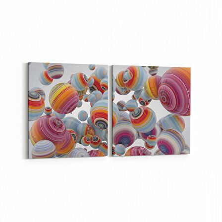 Olla 10392K2Y Abstract Görsel Kare 2'li Yatay Kanvas Tablo (Ölçü: 65X30)