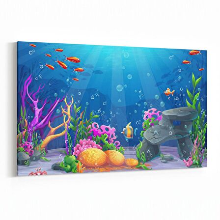 Olla 12146Y Akvaryum / Balık Görseli Yatay Kanvas Tablo (Ölçü: 45X30)