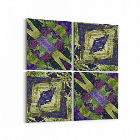 Olla 10284K4 Abstract Görsel Kare 4'lü Kanvas Tablo (Ölçü: 145X145)