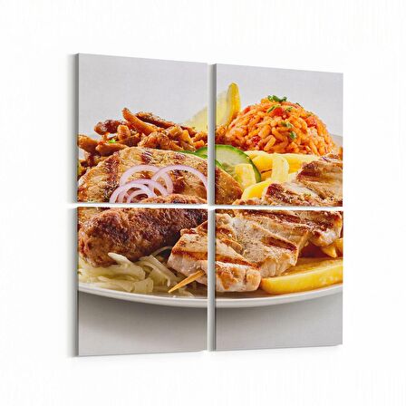 Olla 14970K4 Gıda Görseli Kare 4'lü Kanvas Tablo (Ölçü: 125X125)
