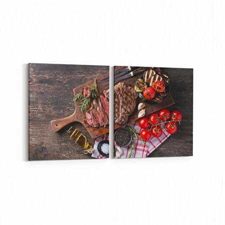 Olla 15284K2Y Gıda Görseli Kare 2'li Yatay Kanvas Tablo (Ölçü: 65X30)