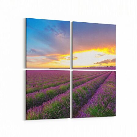 Olla 16094K4 Günbatımı Görseli Kare 4'lü Kanvas Tablo (Ölçü: 145X145)