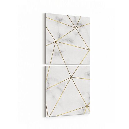 Olla 16736K2D Mermer Desen Görsel Kare 2'li Dikey Kanvas Tablo (Ölçü: 30X65)