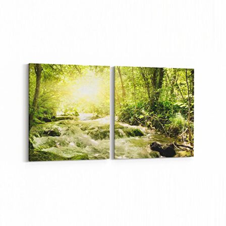 Olla 13563K2Y Doğa / Manzara Görseli Kare 2'li Yatay Kanvas Tablo (Ölçü: 105X50)