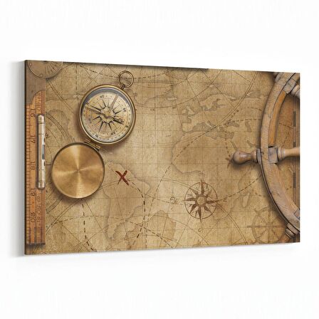 Olla 16226Y Harita Görseli Yatay Kanvas Tablo (Ölçü: 45X30)