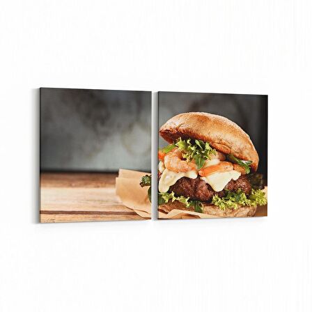 Olla 15168K2Y Gıda Görseli Kare 2'li Yatay Kanvas Tablo (Ölçü: 85X40)