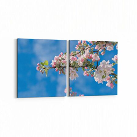 Olla 10860K2Y Ağaç Görseli Kare 2'li Yatay Kanvas Tablo (Ölçü: 125X60)