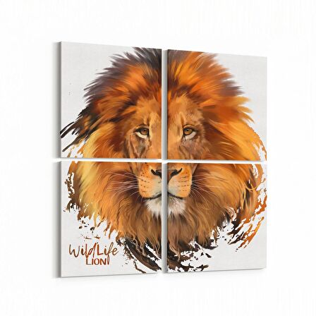 Olla 12629K4 Hayvanlar Alemi Görseli Kare 4'lü Kanvas Tablo (Ölçü: 65X65)