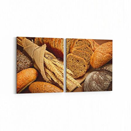 Olla 15038K2Y Gıda Görseli Kare 2'li Yatay Kanvas Tablo (Ölçü: 125X60)