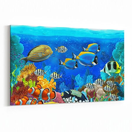 Olla 12087Y Akvaryum / Balık Görseli Yatay Kanvas Tablo (Ölçü: 120X80)