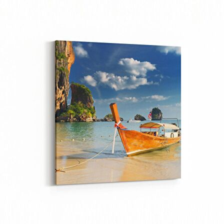 Olla 16590K Kumsal / Sahil Görseli Kare Kanvas Tablo (Ölçü: 25X25)