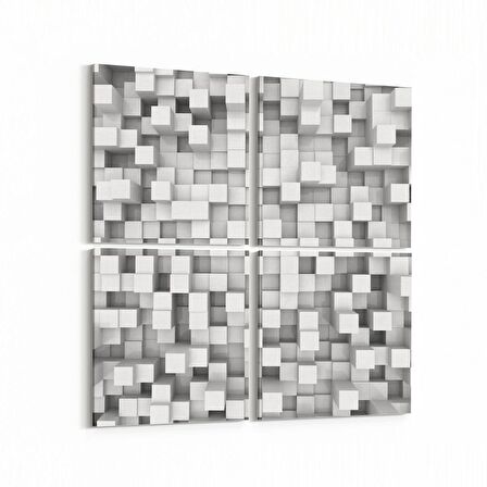 Olla 10052K4 Abstract 3 Boyut Görsel Kare 4'lü Kanvas Tablo (Ölçü: 65X65)