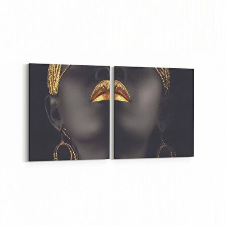 Olla 16825K2Y Model / Manken Görseli 2'li Yatay Kanvas Tablo (Ölçü: 145X70)