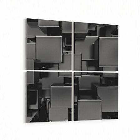 Olla 10058K4 Abstract 3 Boyut Görsel Kare 4'lü Kanvas Tablo (Ölçü: 105X105)