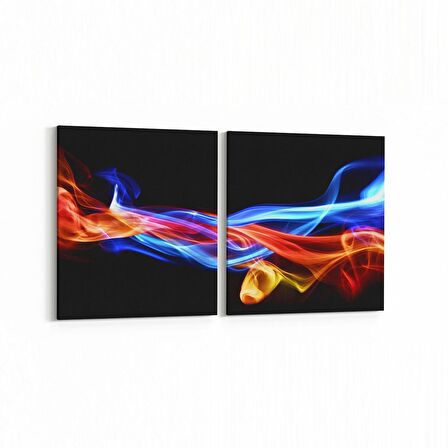 Olla 10197K2Y Abstract Görsel Kare 2'li Yatay Kanvas Tablo (Ölçü: 65X30)