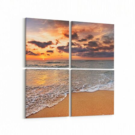 Olla 16020K4 Günbatımı Görseli Kare 4'lü Kanvas Tablo (Ölçü: 65X65)