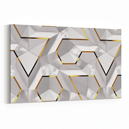 Olla 14889Y Geometrik Desen Görseli Yatay Kanvas Tablo (Ölçü: 90X60)