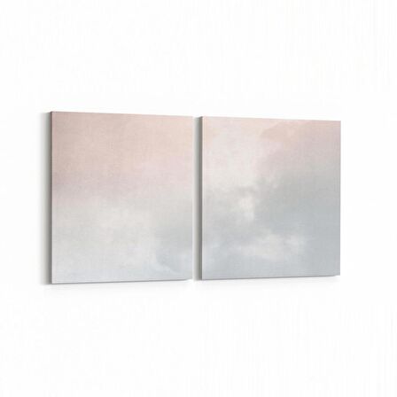 Olla 15657K2Y Gökyüzü Bulut Görseli Kare 2'li Yatay Kanvas Tablo (Ölçü: 65X30)