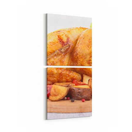Olla 15091K2D Gıda Görseli 2'li Dikey Kanvas Tablo (Ölçü: 30X65)