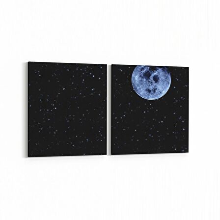 Olla 14699K2Y Gece Gökyüzü Görseli Kare 2'li Yatay Kanvas Tablo (Ölçü: 145X70)