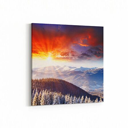 Olla 16081K Günbatımı Görseli Kare Kanvas Tablo (Ölçü: 25X25)