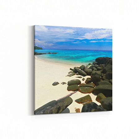 Olla 16493K Kumsal / Sahil Görseli Kare Kanvas Tablo (Ölçü: 25X25)