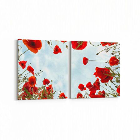 Olla 10585K2Y Ağaç Görseli Kare 2'li Yatay Kanvas Tablo (Ölçü: 105X50)