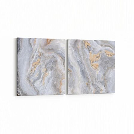 Olla 16649K2Y Mermer Desen Görsel Kare 2'li Yatay Kanvas Tablo (Ölçü: 145X70)