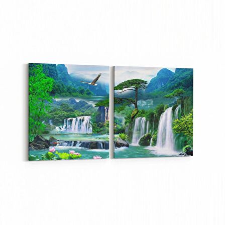 Olla 13541K2Y Doğa / Manzara Görseli Kare 2'li Yatay Kanvas Tablo (Ölçü: 125X60)