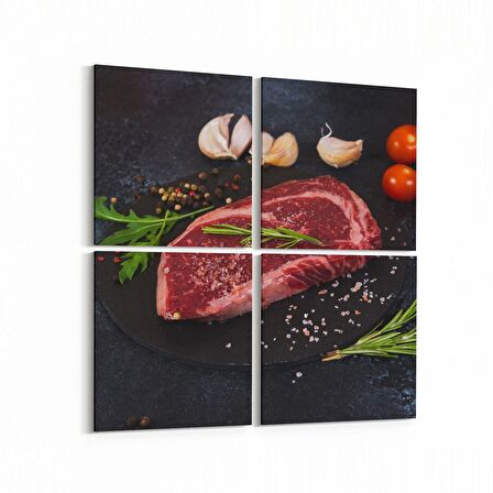Olla 15080K4 Gıda Görseli Kare 4'lü Kanvas Tablo (Ölçü: 145X145)
