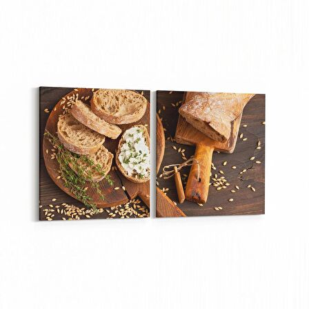 Olla 15046K2Y Gıda Görseli Kare 2'li Yatay Kanvas Tablo (Ölçü: 65X30)