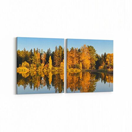 Olla 13200K2Y Doğa / Manzara Görseli Kare 2'li Yatay Kanvas Tablo (Ölçü: 65X30)