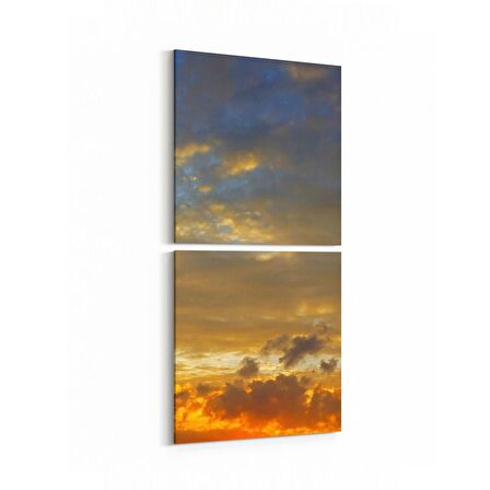 Olla 15919K2D Günbatımı Görseli Kare 2'li Dikey Kanvas Tablo (Ölçü: 30X65)