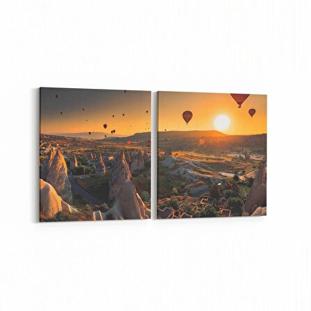 Olla 13948K2Y Doğa / Manzara Görseli Kare 2'li Yatay Kanvas Tablo (Ölçü: 125X60)