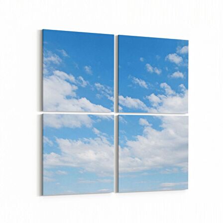Olla 15413K4 Gökyüzü Bulut Görseli Kare 4'lü Kanvas Tablo (Ölçü: 105X105)