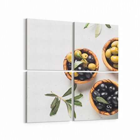 Olla 15266K4 Gıda Görseli Kare 4'lü Kanvas Tablo (Ölçü: 145X145)
