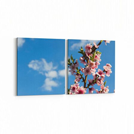 Olla 10964K2Y Ağaç Görseli Kare 2'li Yatay Kanvas Tablo (Ölçü: 105X50)