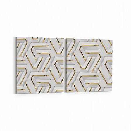 Olla 14960K2Y Geometrik Desen Görseli Kare 2'li Yatay Kanvas Tablo (Ölçü: 85X40)