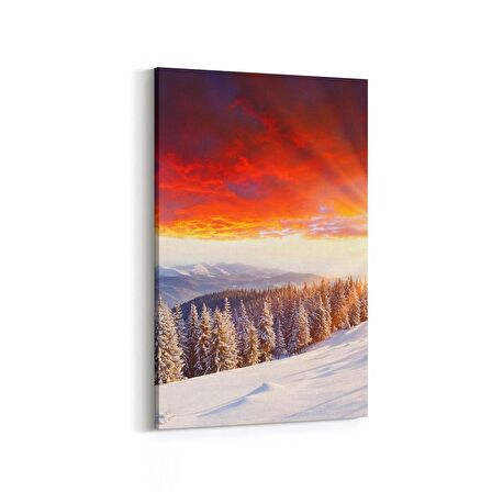 Olla 16082D Günbatımı Görseli Dikey Kanvas Tablo (Ölçü: 60X90)