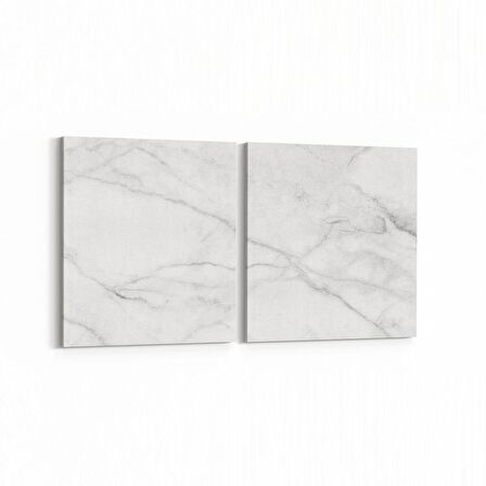 Olla 16691K2Y Mermer Desen Görsel Kare 2'li Yatay Kanvas Tablo (Ölçü: 105X50)