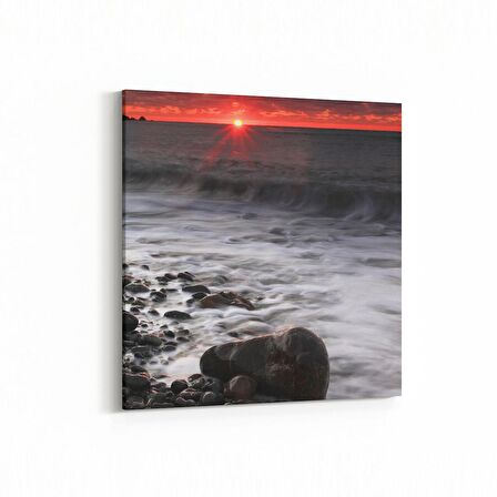 Olla 16129K Günbatımı Görseli Kare Kanvas Tablo (Ölçü: 60X60)